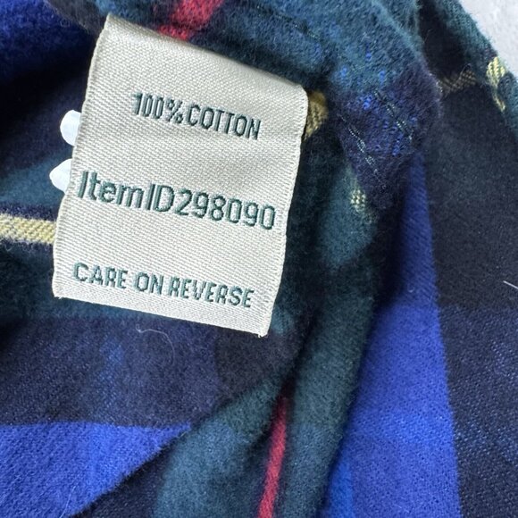 LL Bean Women's Plaid Slightly Fitted Flannel Shirt Medium Green Red Blue Cotton - Picture 7 of 8